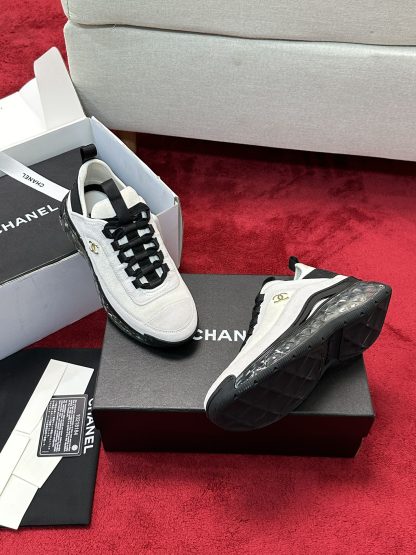 Chanel men's and women's couple's white and black mix and match classic fashion casual sports shoes - Image 8