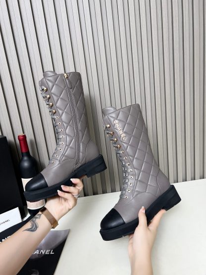 Chanel autumn and winter electric show diamond style gray mid-boots - Image 9