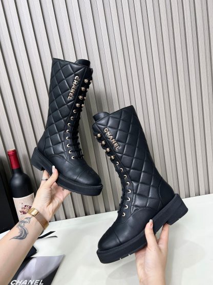 Chanel Autumn and Winter Electric Show Diamond Style Black Mid-Boots - Image 9