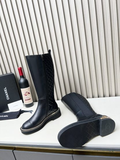 Chanel autumn and winter heavy-duty popular simple black fashionable Chelsea boots - Image 9