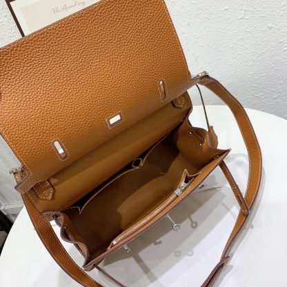 Hermes dark brown practical crossbody bag size bottom length 28cm width 12cm height 25cm - Image 9
