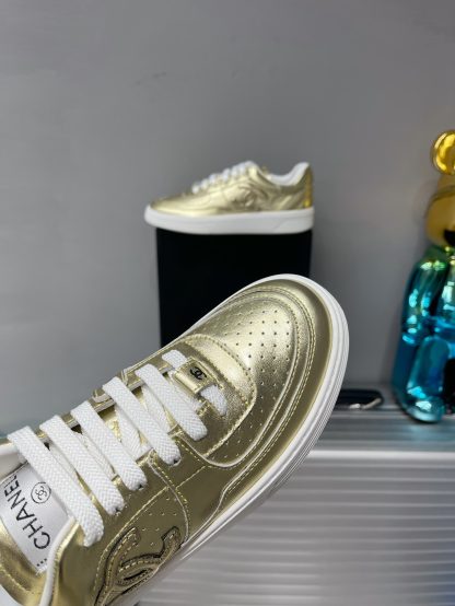 Chanel Spring and Summer Ultra High Quality Gold Fashionable Casual Sports Sneakers - Image 8