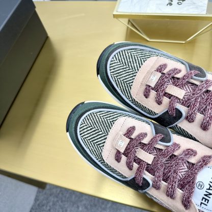 Chanel Classic Fashion Green and Pink Casual Sneakers - Image 9