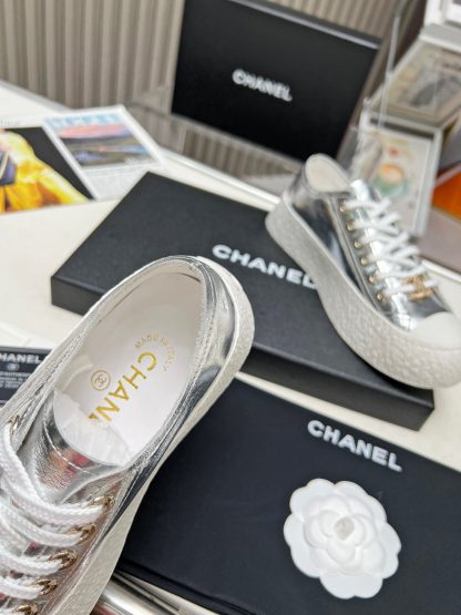 Chanel high-end custom silver classic comfortable casual shoes - Image 9