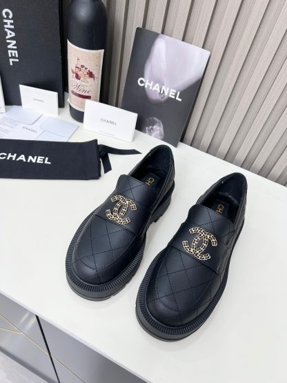 Chanel black electric show diamond style imported leather loafers - Image 9