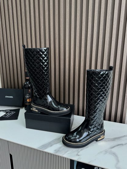 Chanel black shiny autumn and winter hit fashionable simple boots - Image 8