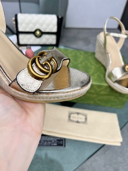 Gucci Straw Platform Sandals - Image 8