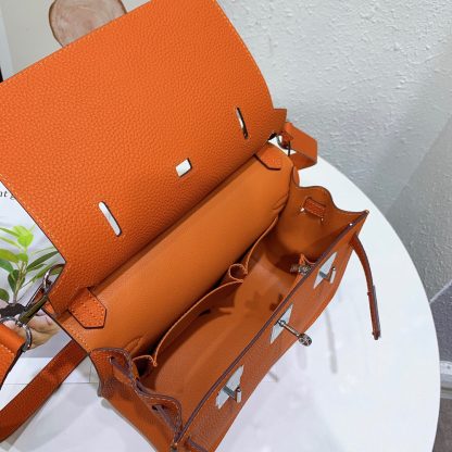 Hermès Orange Practical Crossbody Bag Size: Length 28cm Width 12cm Height 25cm - Image 9