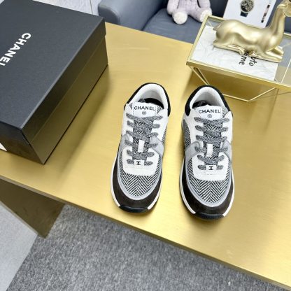 Chanel Classic Fashion Black and Grey Casual Sneakers - Image 9