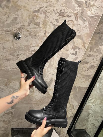 Chanel autumn and winter new handsome black matte letter knight boots - Image 8