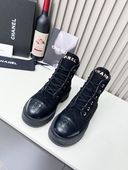 Chanel autumn and winter new black velvet electric show diamond style leather boots - Image 8