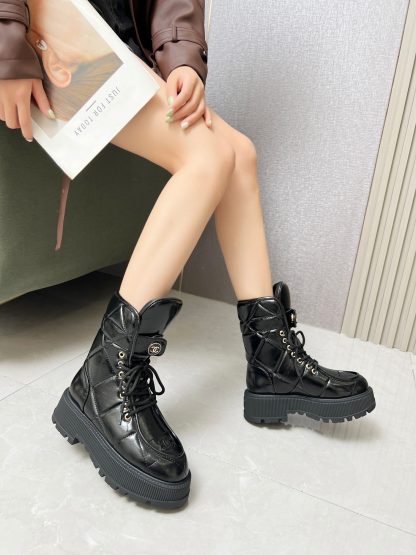 Chanel black autumn and winter new electric show diamond style bread boots - Image 9