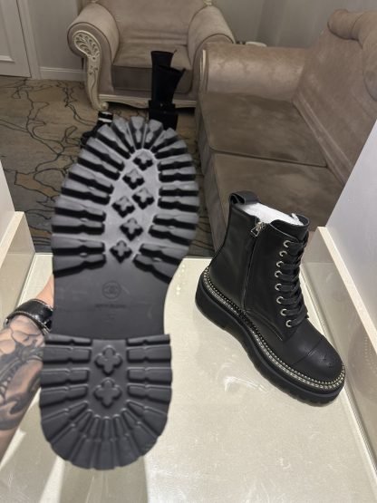 Chanel black matte autumn and winter high-end classic luxury leather ankle boots - Image 9