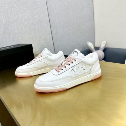 Chanel classic craft embroidery style white and pink mix and match casual sports shoes - Image 9