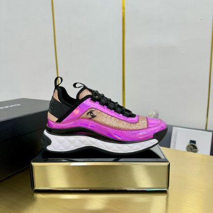 Chanel classic pink and purple mix and match fashion casual dad shoes for men and women - Image 9