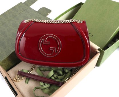Gucci red patent leather temperament chain bag - Image 9