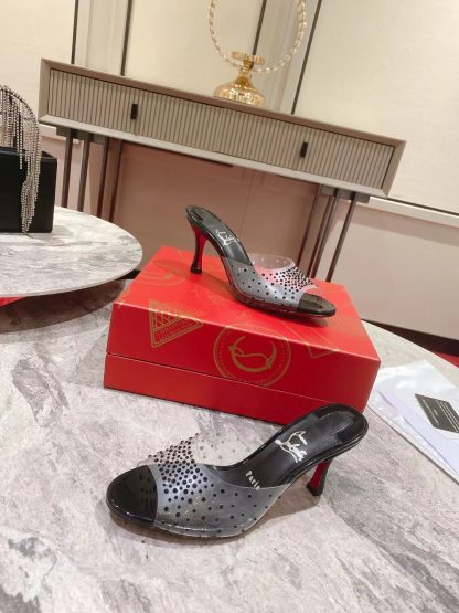 Christian Louboutin Film Diamond Peep-Toe High Heels - Image 9