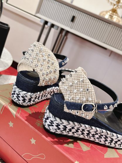 ChristianLouboutin metal studded wedge sandals - Image 9