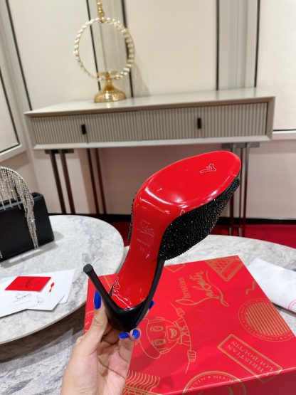 ChristianLouboutin cute retro fish mouth diamond high heel sandals - Image 9