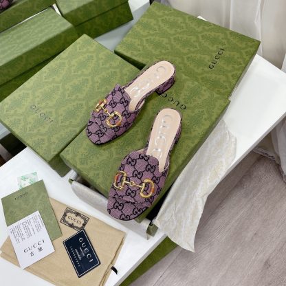 Gucci horsebit shallow design with square toe and three-dimensional square heel slippers - Image 9