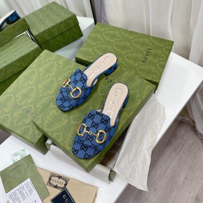 Gucci horsebit shallow design with square toe and three-dimensional square heel slippers - Image 10