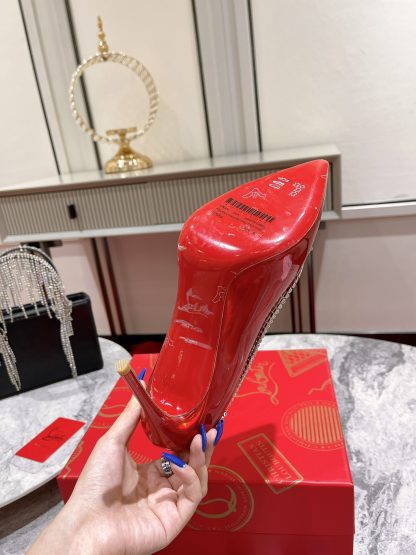 Christian Louboutin patent leather wave crystal chain high heels - Image 9