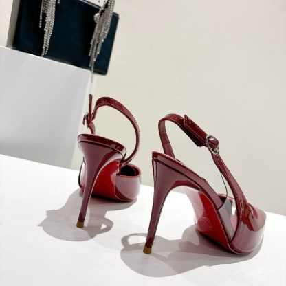 Christian Louboutin patent leather backless high-heeled sandals - Image 8