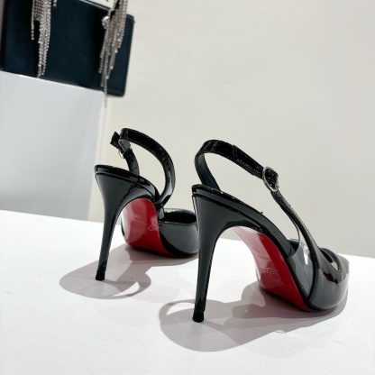 Christian Louboutin patent leather backless high-heeled sandals - Image 9