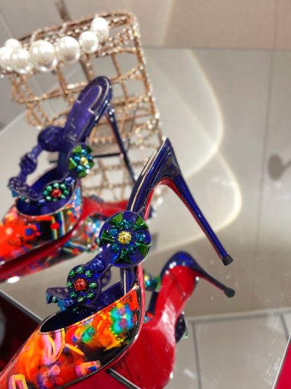 ChristianLouboutin rhinestone spike exquisite sandals high heels - Image 9