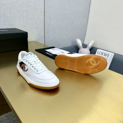Chanel classic design white and brown mixed casual sneakers - Image 9