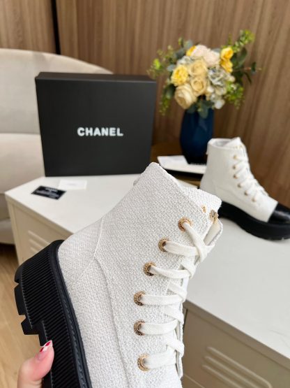 Chanel white lace-up design non-slip wear-resistant boots - Image 7
