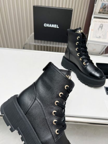 Chanel black strap design non-slip wear-resistant leather boots - Image 9