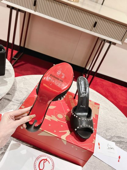 ChristianLouboutin fish mouth studded sandals high heels - Image 9