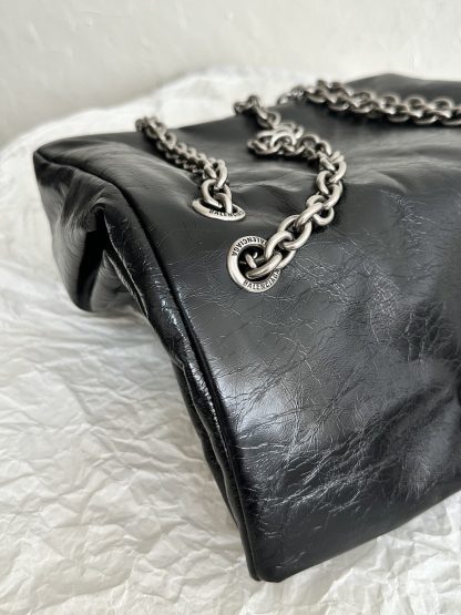 Balenciaga Monaco pompom bag black and silver small chain bag - Image 9
