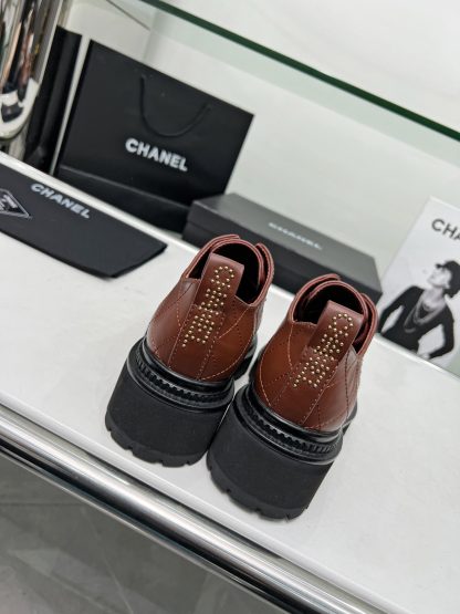 Chanel autumn and winter new brown and black versatile leather loafers - Image 6