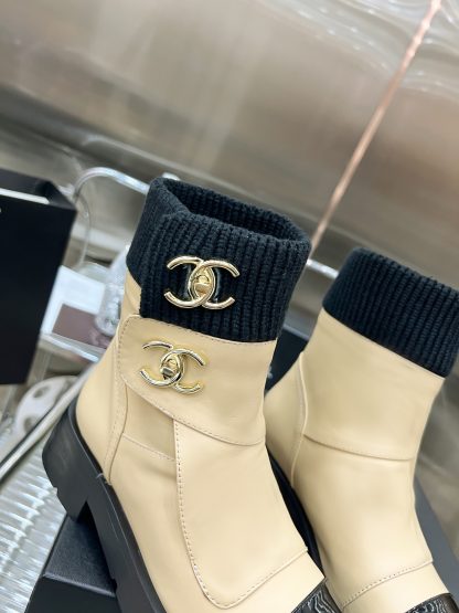 Chanel apricot autumn and winter leather boots - Image 8