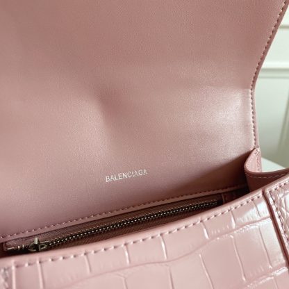 Balenciaga Crocodile Pattern Blush Pink Silver Buckle Shoulder Bag - Image 8