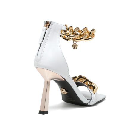 VERSACE SQUARE TOE CHAIN ​​HIGH HEELS - Image 9