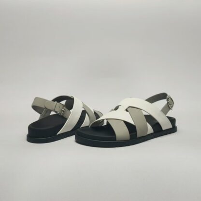 Hermès black, white and grey couple's braided sandals - Image 9