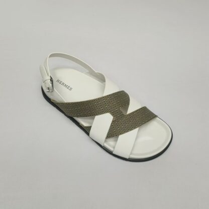 Hermès white and grey couple woven sandals - Image 9