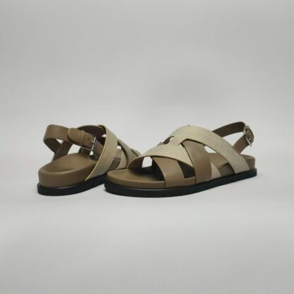 Hermès Grey Brown Couple Braided Sandals - Image 9