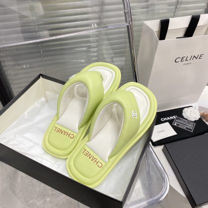 Chanel summer macaron light green new bread cute beach flip flops bottom thickness: 2cm - Image 4