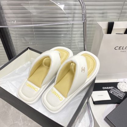 Chanel Summer Macaron White New Bread Cute Beach Flip Flops Bottom Thickness: 2cm - Image 5