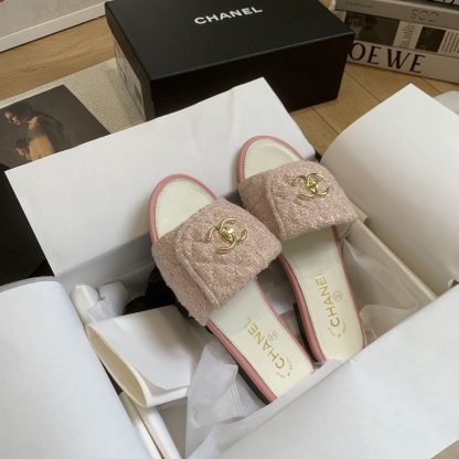 Chanel early autumn pink cute sweet fashionable slippers - Image 9
