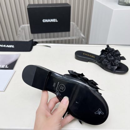 Chanel Spring/Summer Dance Shoes Series Black Slim Retro Feeling Custom Flower Slippers Heel Height 1.5cm - Image 9
