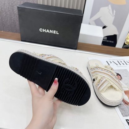 Chanel Early Spring White and Gold Series Small Round Toe Hot Brick Slippers - Image 9