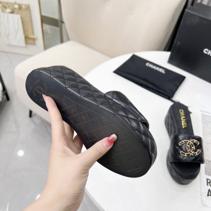 Chanel Spring/Summer Dance Shoes Series Black European and American Catwalk New Slippers Heel Height 6.5cm - Image 9