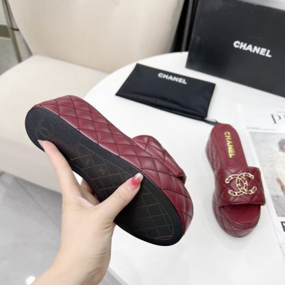 Chanel Spring/Summer Dance Shoes Series Red European and American Catwalk New Slippers Heel Height 6.5cm - Image 9