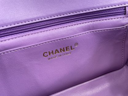 Sheepskin Light Gold Chanel 22A Latest Mini CF Handle Tote Bag - Image 9