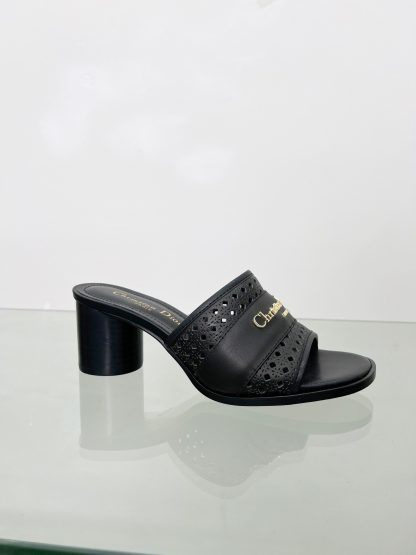 Dior D-Lane Slide Round Heel Hollow High Heel Sandals - Image 9